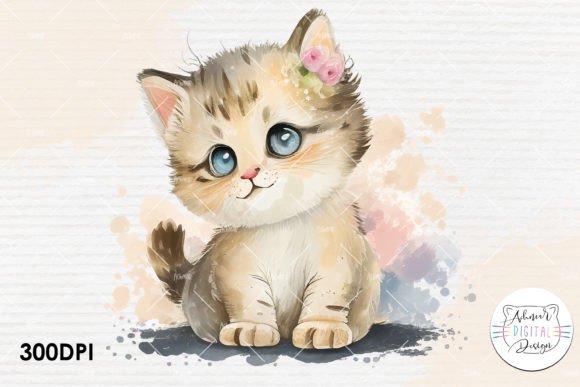 Download Watercolor Baby Cat Illustration Design - Illustration Collection