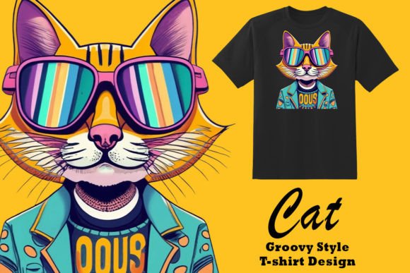 Download Groovy Style Kitty Clipart Illustration - Illustration Collection