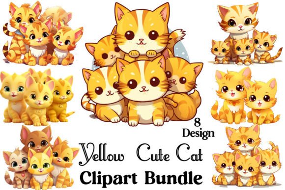 Download Yellow Cute Cat Clipart Sublimation - Cute cat clipart Collection