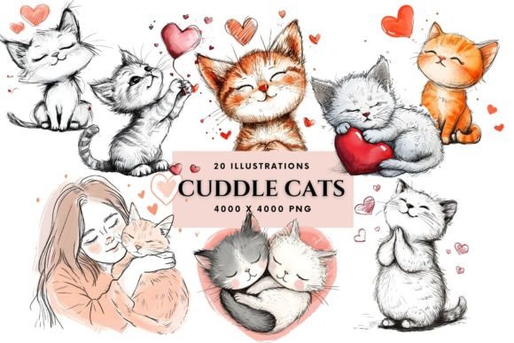 Download Cuddle Cats Clipart Illustrations - Illustration Collection