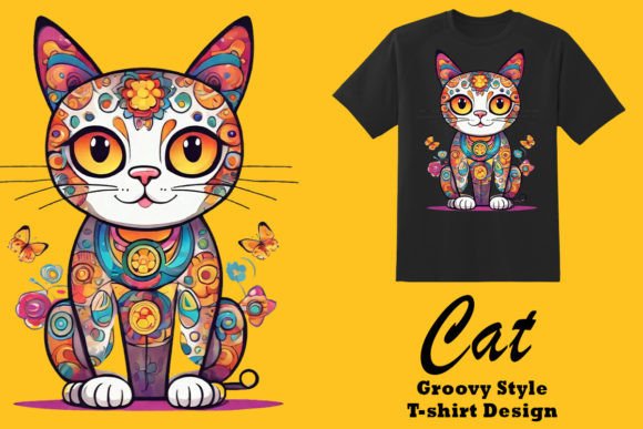 Download Groovy Style Kitty Clipart Illustration - Illustration Collection