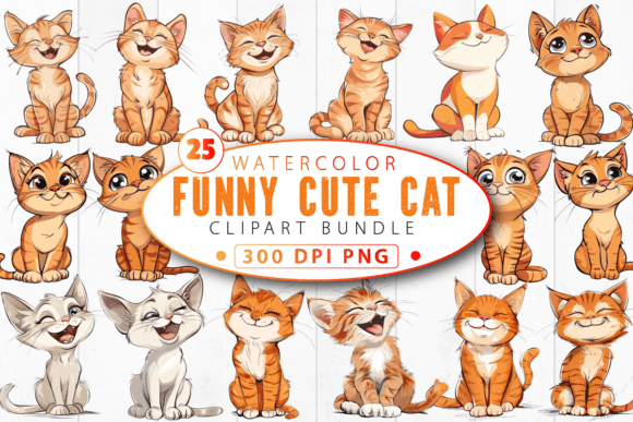 Download Funny Cute Cat Clipart Bundle - Cute cat clipart Collection