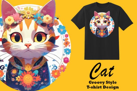 Download Groovy Style Kitty Clipart Illustration - Illustration Collection