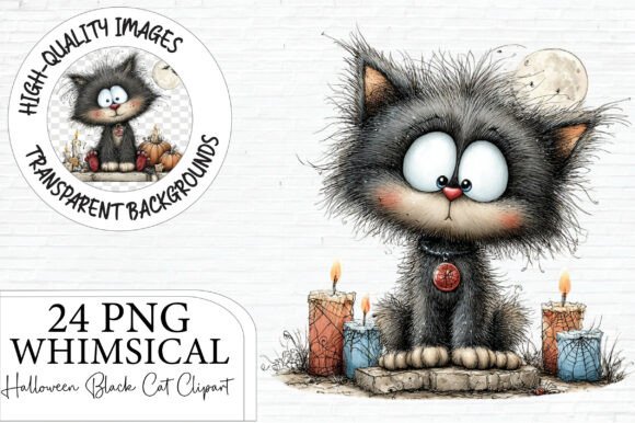 Download Whimsical Halloween Black Cat Clipart - Premium Resources