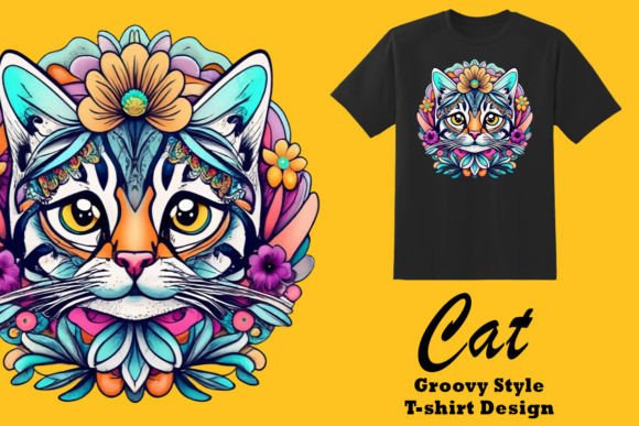 Download Groovy Style Kitty Clipart Illustration - Illustration Collection