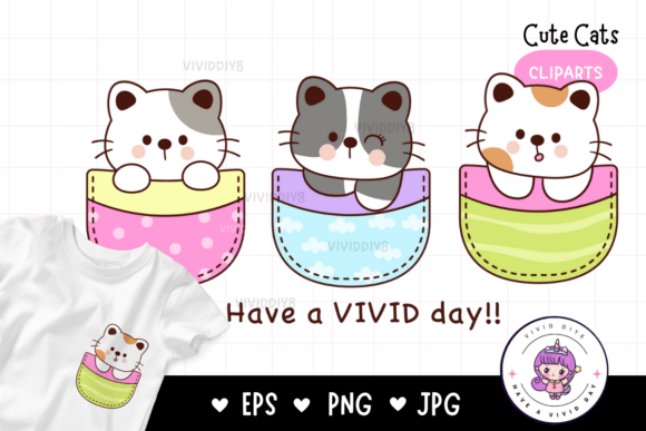 Download Cute Cat Clipart in Pocket Kawaii Animal - Cute cat clipart Collection
