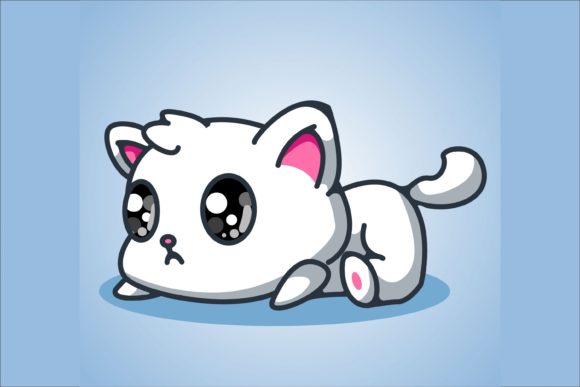 Download A Little Baby White Cat Illustration - Illustration Collection