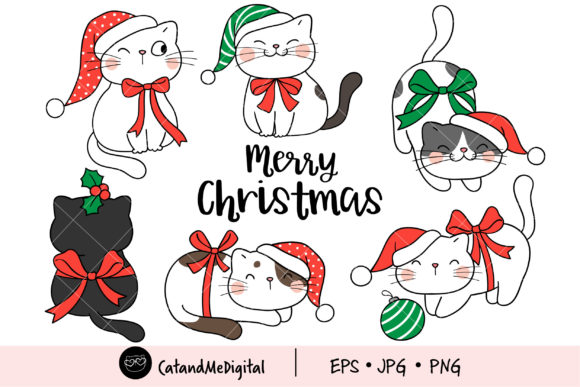 Download Christmas Cute Cat Clipart - Cute cat clipart Collection