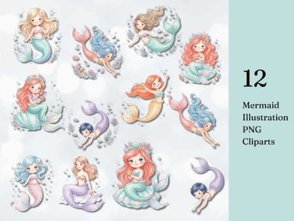 Download Pastel Mermaid Illustration PNG Clipart - Illustration Collection